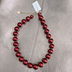 Charter Club Red Pearls Bead Necklace 16” NWT